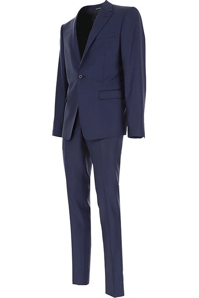 Shop Emporio Armani Blue Virgin Wool Suit