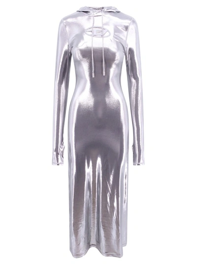 Shop Diesel Stretch Jersey Dress In Silver
