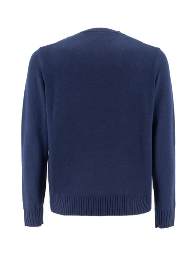 Shop Ballantyne Blue Wool Crewneck Pullover