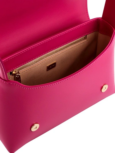 Shop Dolce & Gabbana Leather Shoulder Bag With Embossed Logo Detail In Pink
