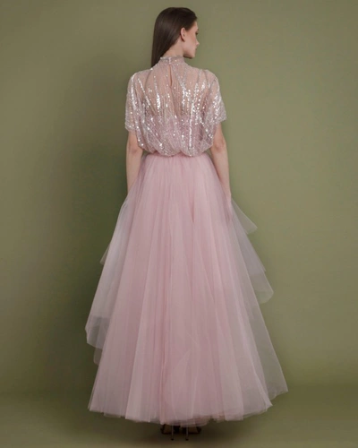 Shop Gemy Maalouf Strapless Dress With Beaded Top - Midi Dresses In Pink