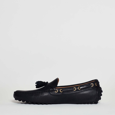 Shop Car Shoe Loafer With Tassels In Blue Gommini Leather In Black