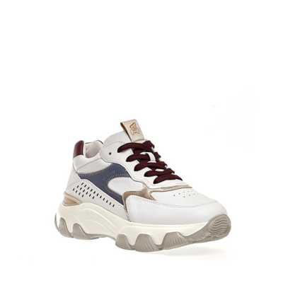 Shop Hogan White Leather Hyperactive Sneakers