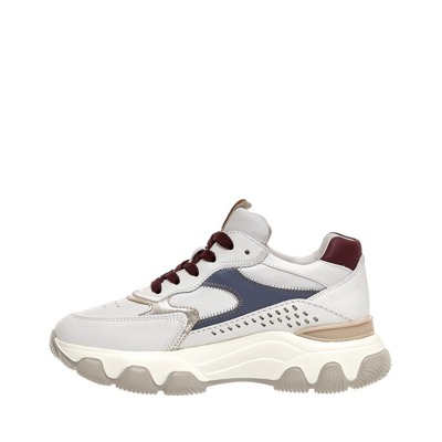 Shop Hogan White Leather Hyperactive Sneakers