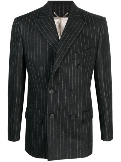 Shop Golden Goose Grey Stripe Blazer Jacket