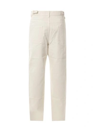 Shop Lemaire Cotton Trouser With Straps Detail In Neutrals