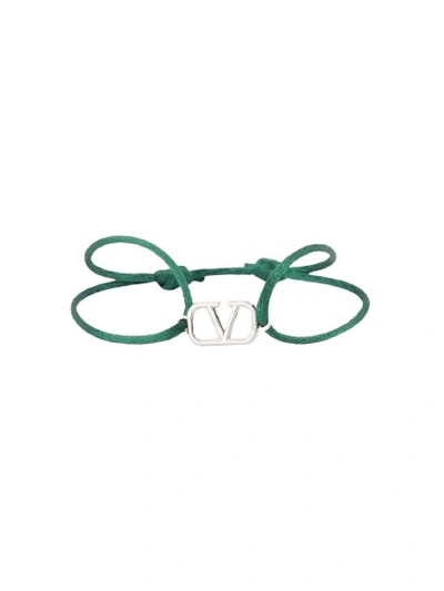Shop Valentino Vlogo Green Cord Bracelet