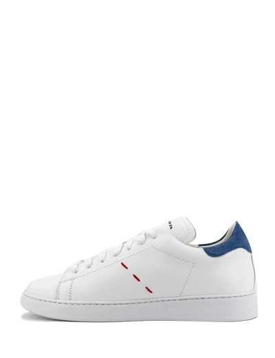 Shop Kiton Blue And White Low-top Sneakers