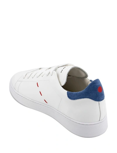 Shop Kiton Blue And White Low-top Sneakers
