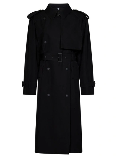 Shop Burberry Long Three-layer Black Trench Coat