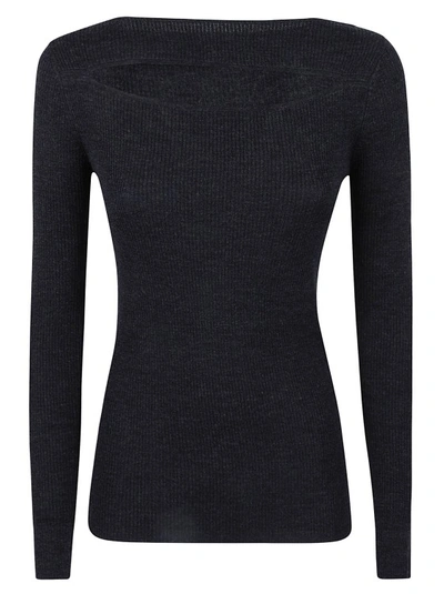 Shop P.a.r.o.s.h Cut-out Wool Sweatshirt In Black