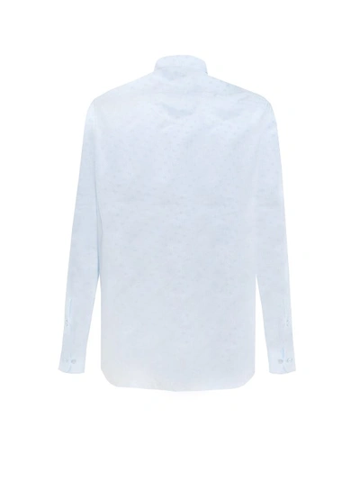 Shop Etro All-over Pegaso Logo Cotton Shirt In Blue