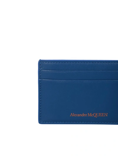 Shop Alexander Mcqueen Blue Leather Card Case