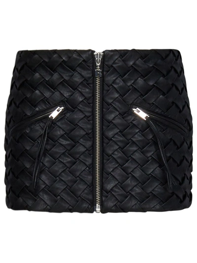 Shop Rotate Birger Christensen Black Miniskirt In Braided Faux Leather