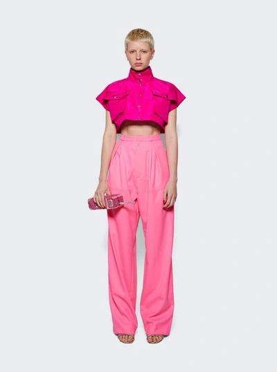 Shop Laquan Smith Utility Cropped Vest Fuchsia In Pink