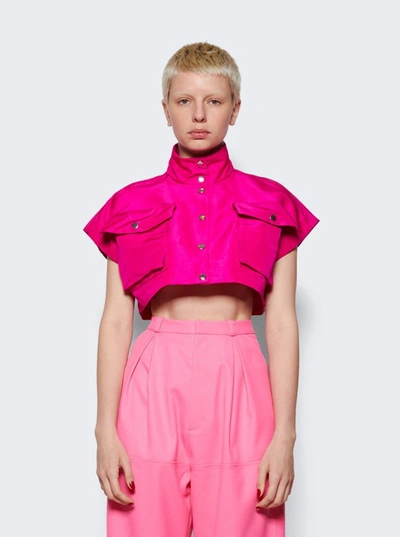 Shop Laquan Smith Utility Cropped Vest Fuchsia In Pink