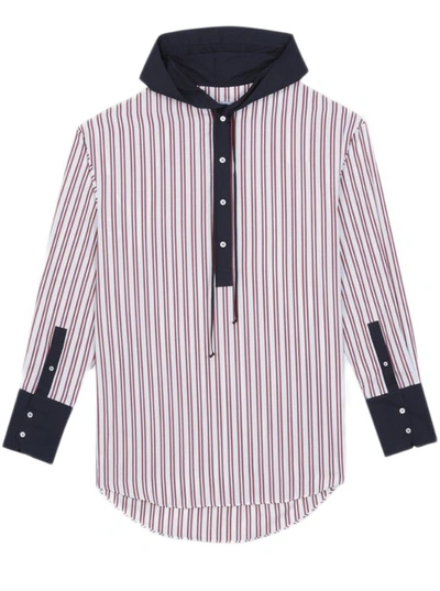 Shop Bluemarble Hooded Striped Poplin Shirt In White