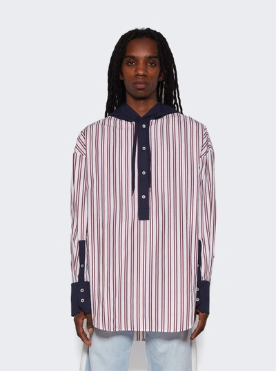 Shop Bluemarble Hooded Striped Poplin Shirt In White