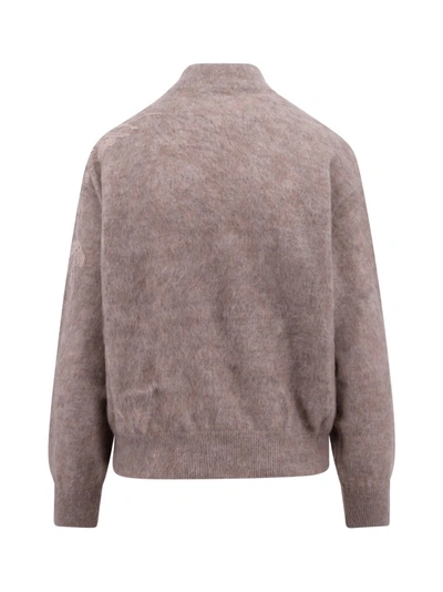 Shop Brunello Cucinelli Mohair Wool Sweater With Sequins Detail In Brown