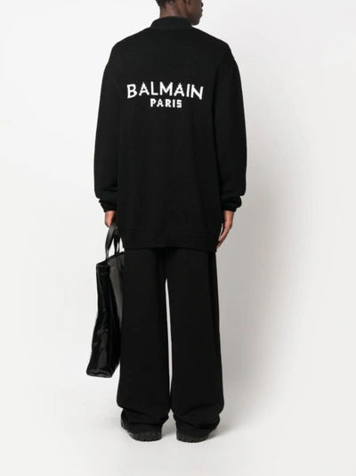 Shop Balmain Black Knitted Cardigan