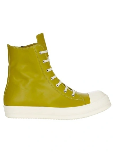 Shop Rick Owens Scarpe In Pelle High Top Sneakers In Yellow
