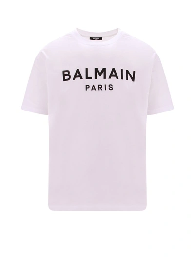 Shop Balmain Biologic Cotton T-shirt With Logo Print In White