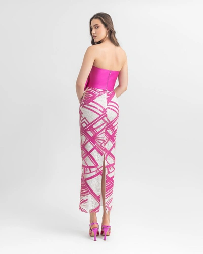 Shop Gemy Maalouf Flower Design Midi Dress - Midi Dresses In Pink