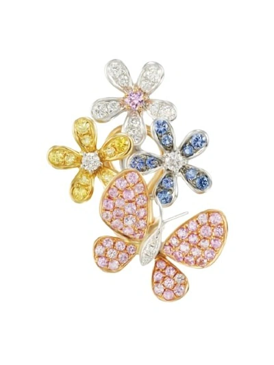Shop Mio Harutaka Sapphire Flower Butterfly Single Right Earring In Not Applicable