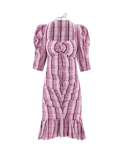 Shop Isabel Marant Étoile Cotton Dress With Drapery In Pink