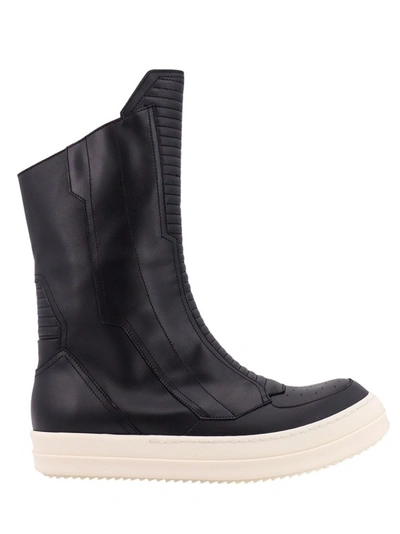 Shop Rick Owens Leather Sneakers In Black
