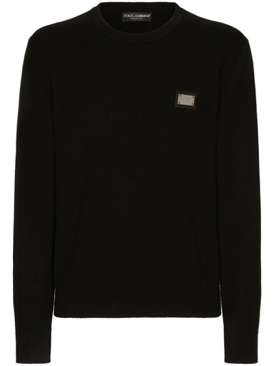 Shop Dolce & Gabbana Black Logo Plaque Sweatshirt