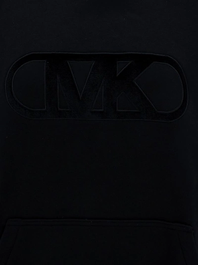 Shop Michael Kors Flocked Monogram Biologic Cotton Sweatshirt In Black