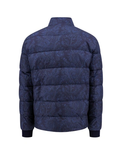 Shop Etro Paisley Motif Padded And Quilted Nylon Jacket In Blue
