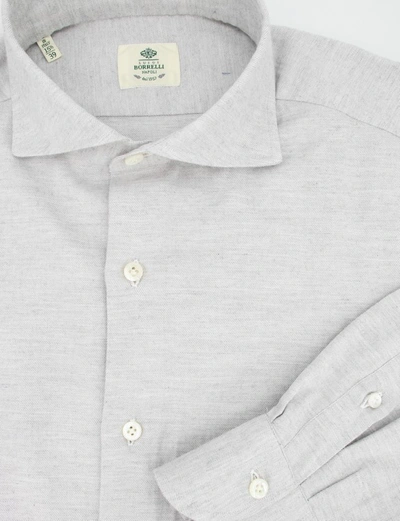 Shop Luigi Borrelli Grey Cotton Shirt