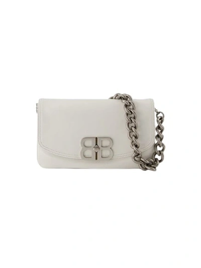 Shop Balenciaga Bb Soft Flap Bag - Leather - White