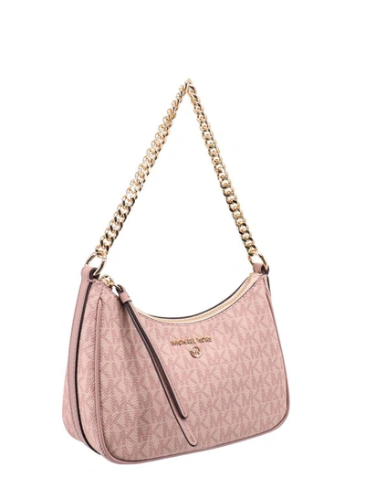 Shop Michael Kors Pink Coated Canvas Shoulder Bag