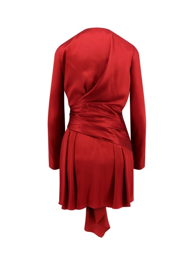 Shop Alberta Ferretti Silk Blend Dress With Frontal Drapery In Red
