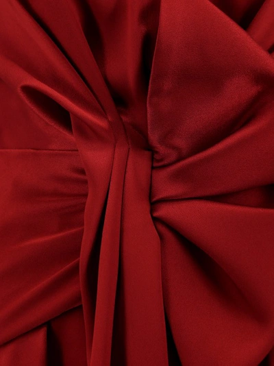 Shop Alberta Ferretti Silk Blend Dress With Frontal Drapery In Red