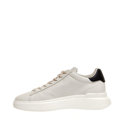 Shop Hogan White Leather And Green Rebel Sneakers In Neutrals