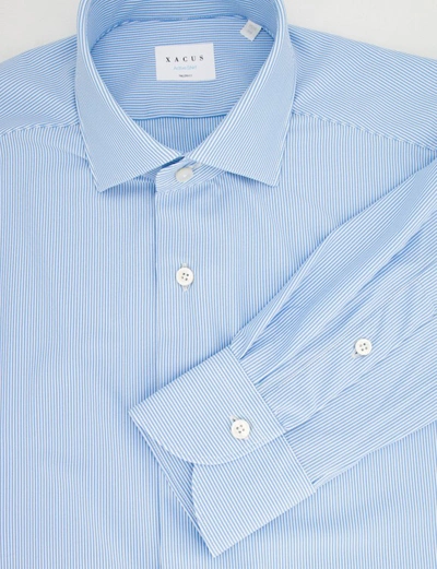 Shop Xacus Blue And White Striped Shirt