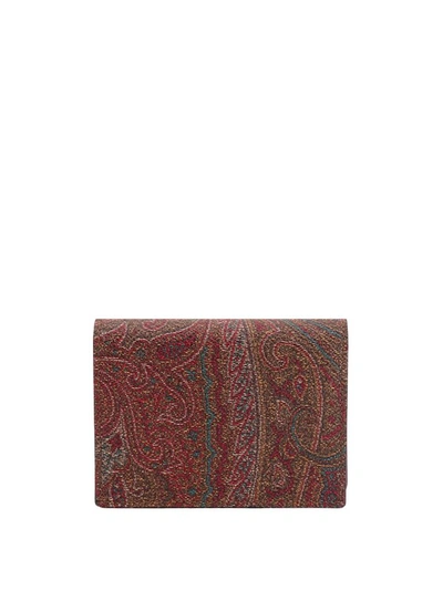 Shop Etro Embroidered Pegaso Logo Paisley Fabric Wallet In Brown