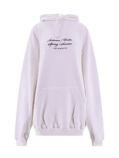 Shop Vetements Cotton Blend Sweatshirt With Embroidered 4 Seasons Logo In White