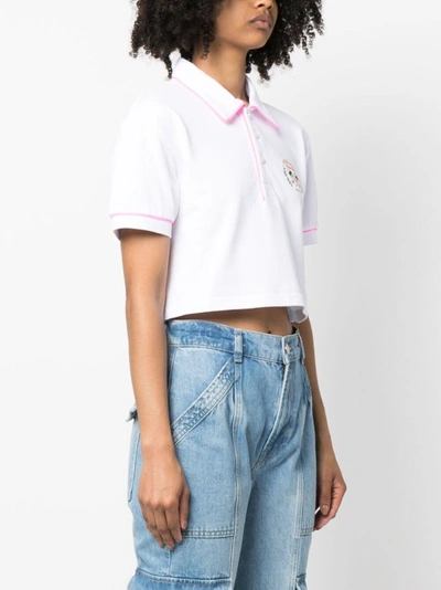 Shop Chiara Ferragni White Short-sleeved Cotton Polo Shirt