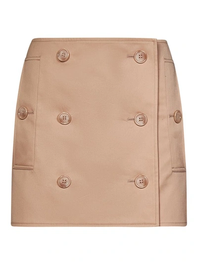 Shop Burberry Pale Nude Pink Cotton Miniskirt