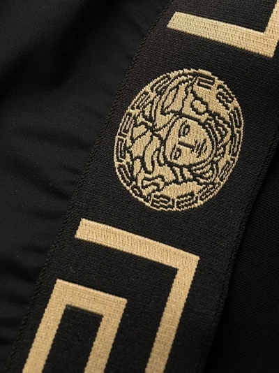Shop Versace Embroidered Grecca Black Top