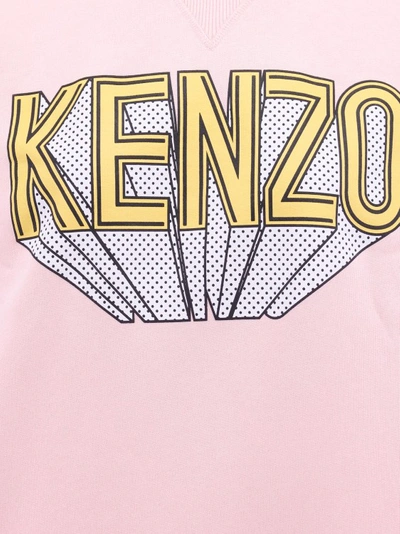 Shop Kenzo Cotton Sweatshirt With Frontal Logo Print In Pink