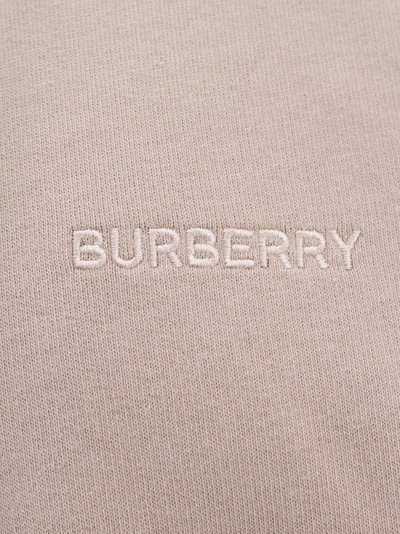 Shop Burberry Embroiered Logo Cotton Sweatshirt In Neutrals