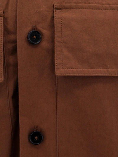 Shop Jil Sander Organic Cotton Shirt With Hood In Brown