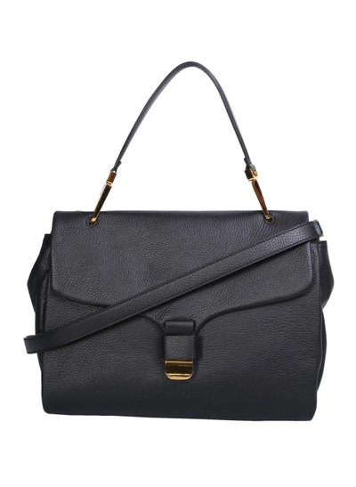 Shop Coccinelle Black Leather Logo-detail Tote Bag