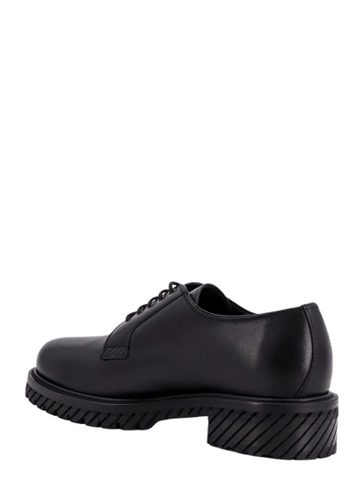 Shop Off-white Derby Leather Shoe With Engraved Logo In Black